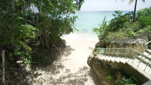 beach access to lonely tropical Bech in barbados island Caribbean Sea  photo