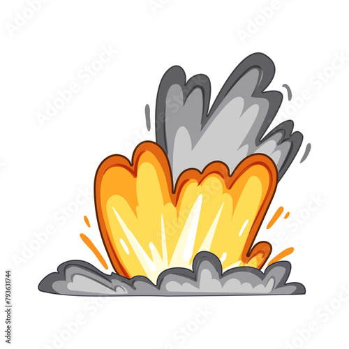 power explosion effect cartoon. force energy, eruption boom, inferno mushroom power explosion effect sign. isolated symbol vector illustration