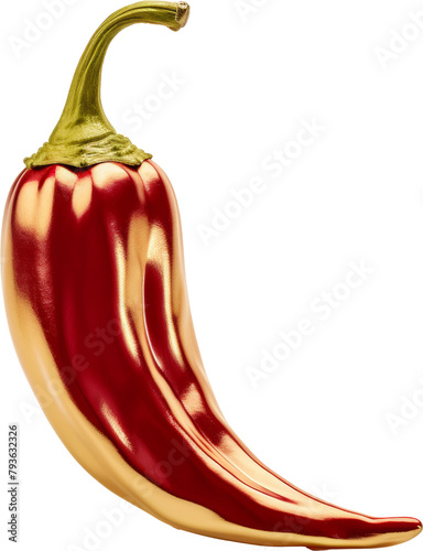 chilli made of gold,golden chilli isolated on white or transparent background,transparency 
