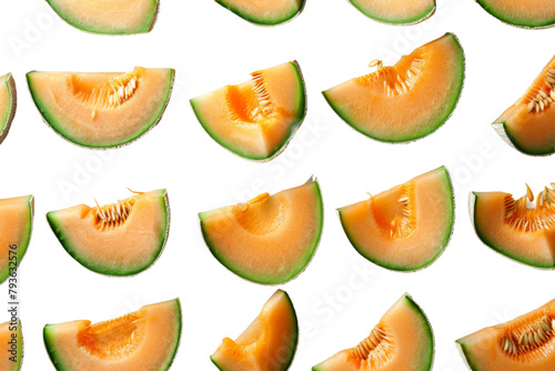 Group of Watermelon Slices on White Background