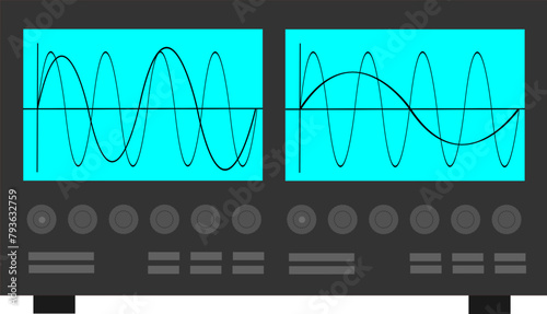 Elektronisches Messgerät Vektor - Oszilloskop - Elektronik Elektrotechnik - Technologie und Signale - Impulse und Frequenzen