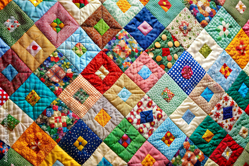 Colourful handmade patchwork quilt