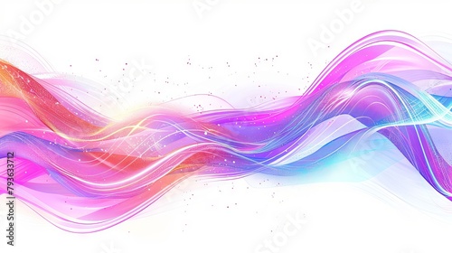 Glowing neon waves pulsating with energy and vitality, perfect for dynamic designs on white
