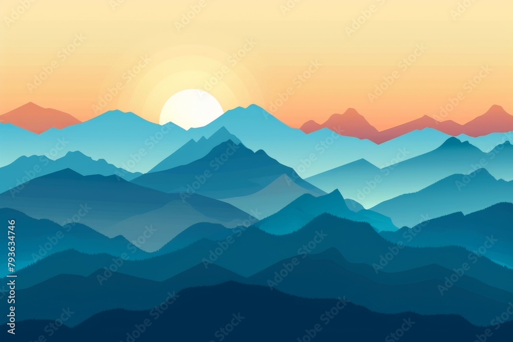 Gradient mountain landscape for outdoor or adventure themes