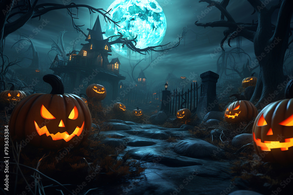 Generative ai on theme of large scary pumpkin with cut out eyes for celebration holiday Halloween Generative ai on theme of large scary pumpkin with cut out eyes for celebration holiday Halloween