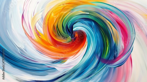 Hypnotic abstract swirls draw the viewer into a captivating vortex of color and motion on white