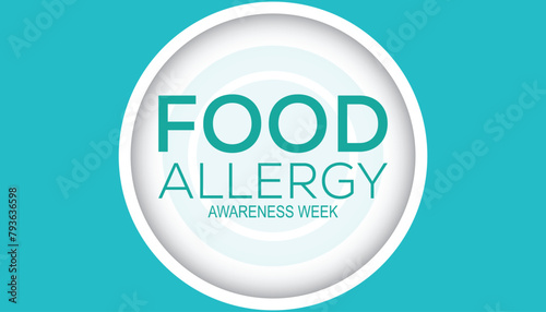 Food Allergy Awareness Week observed every year in May. Template for background, banner, card, poster with text inscription.