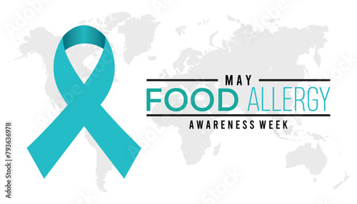 Food Allergy Awareness Week observed every year in May. Template for background, banner, card, poster with text inscription.