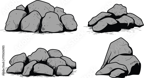 Pile of stones vector illustration. Rock mound © bayurey