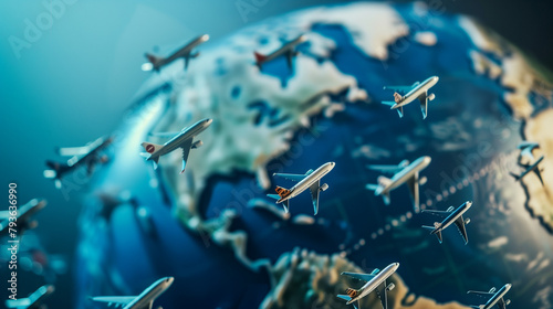 Global Air Traffic: Tiny Airplanes Circling a Miniature Earth
