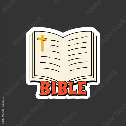 christian retro sticker. Bible vector illustration