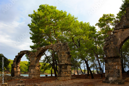 Remains of the aqueduct from the ancient city of Phaselis in Lycia today Türkiye photo