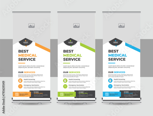 Health care or medical Roll up Banner Template Design layout vector