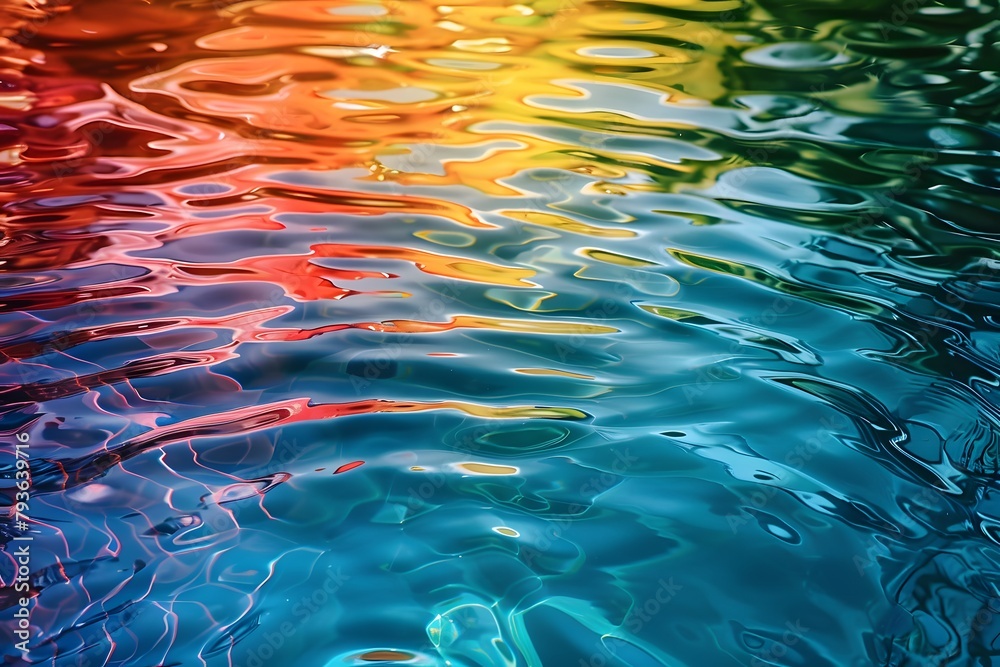 Vibrant Water Surface Ripple with Reflective Colors Vibrant Water Surface Ripple with Reflective Colors