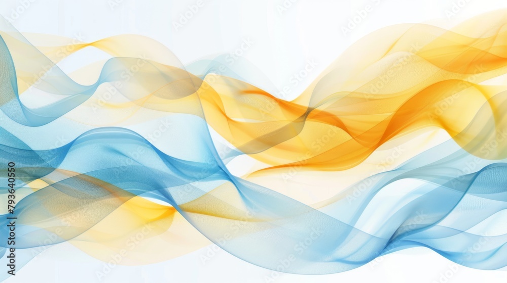 Obraz premium Abstract background with blue and yellow flowing shapes on white
