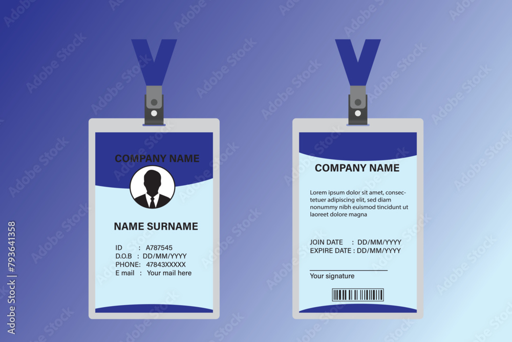 Clean and Modern Employee ID Card Design. School ID card. ID Card Design Template. Clean and Modern Employee ID Card Design. School ID card. ID Card Design Template.