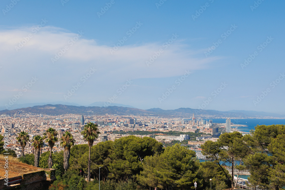Obraz premium Panoramic view of the City of Barcelona from Montjuic Castle, Spain