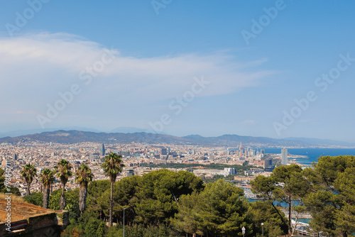 Panoramic view of the City of Barcelona from Montjuic Castle, Spain