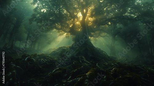 he intricate network of roots beneath the forest floor  each tendril reaching out to nourish the towering trees above.