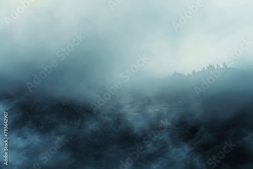 Wisps of fog in a misty landscape