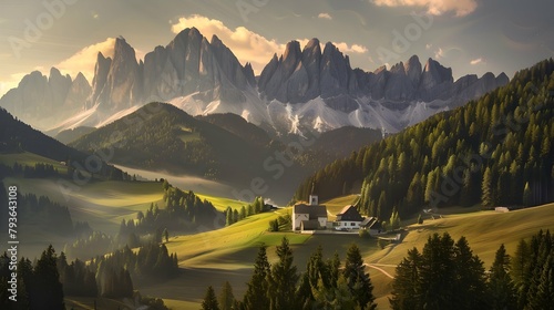 Beautiful landscape of Italian dolomites - Santa maddalena photo