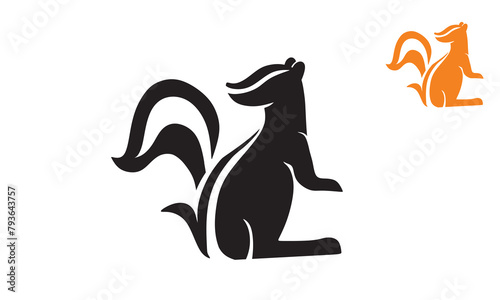FUNNY SKUNK THE SMELL ANIMAL LOGO, silhouette of stinky wild animal vector illustrations