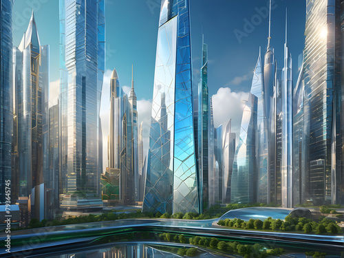Urban skyline  commercial and financial areas in the city center  business center  high-rise buildings in the city center  glass walls and high-end business  technology and commerce  smart city