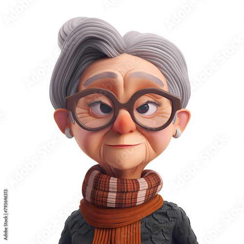 3d portraits of happy people on a white background. Cartoon characters old women, vector illustration