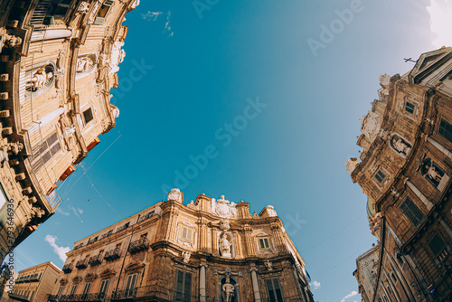 Horizontal view of Quattro Canti square in Palermo, Italy photo