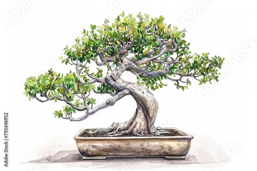 Bonsai pruning guide illustration on a soft transparent white surface, ideal for instructional materials