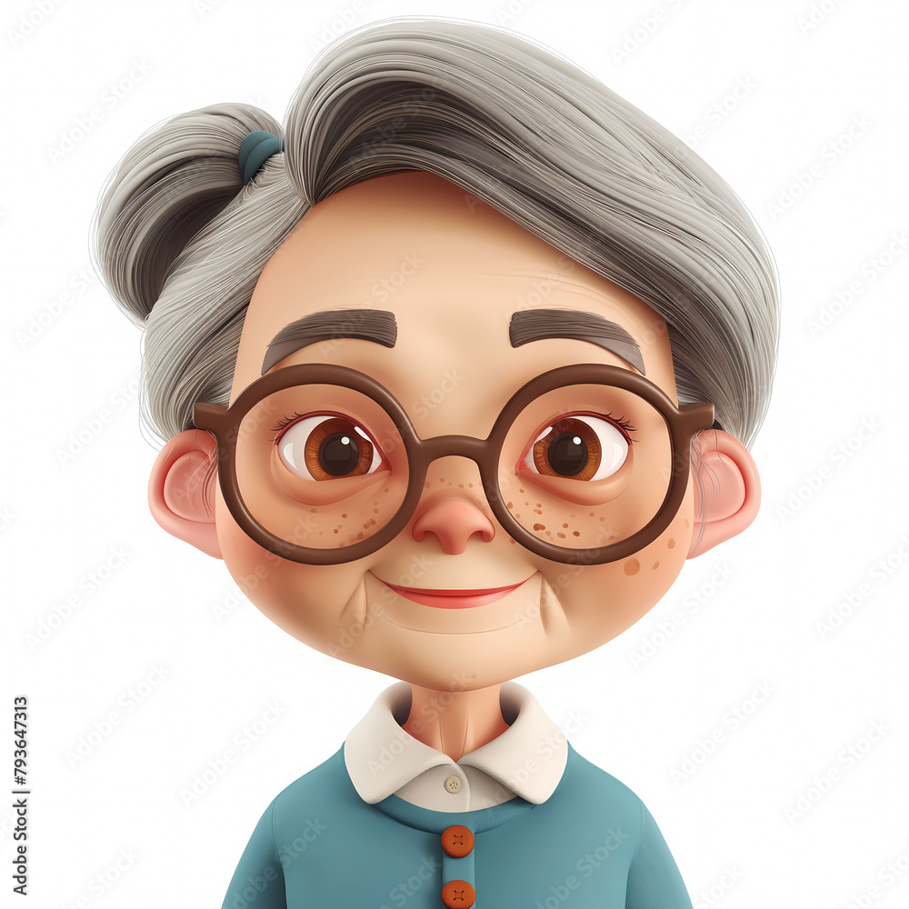 3d portraits of happy people on a white background. Cartoon characters old women, vector illustration 3d portraits of happy people on a white background. Cartoon characters old women, vector illustration