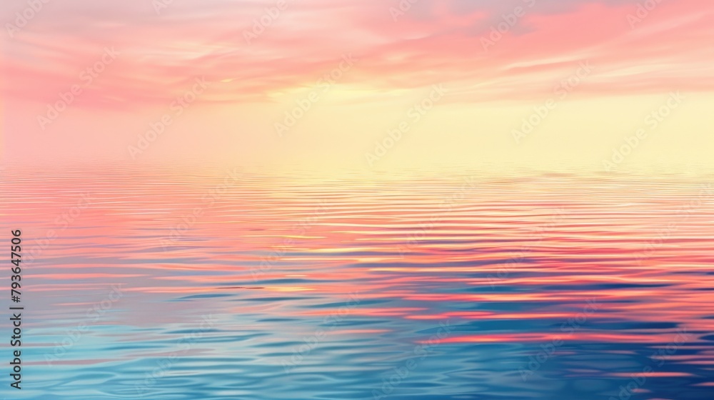 Abstract background of minimal pastel colors created by winter sky sunset reflecting on serene water