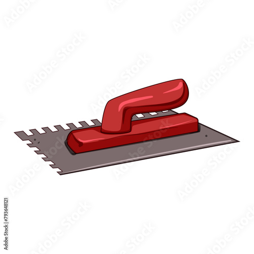 tile notched trowel cartoon. flooring construction, adhesive mortar, installation masonry tile notched trowel sign. isolated symbol vector illustration