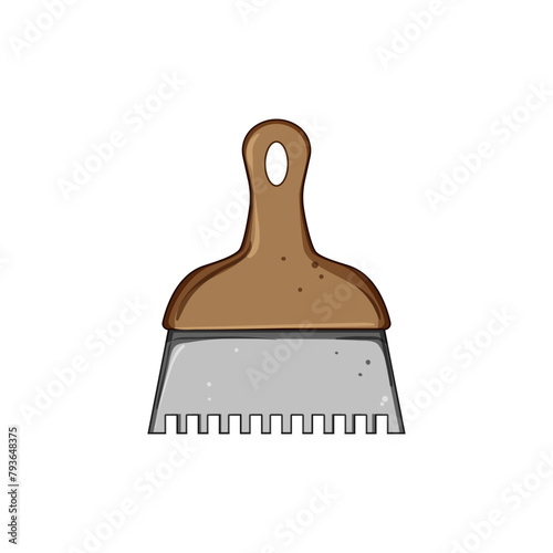 flooring notched trowel cartoon. construction adhesive, mortar installation, masonry spreader flooring notched trowel sign. isolated symbol vector illustration