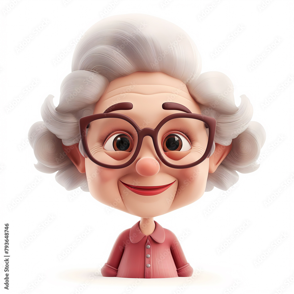 3d portraits of happy people on a white background. Cartoon characters old women, vector illustration 3d portraits of happy people on a white background. Cartoon characters old women, vector illustration