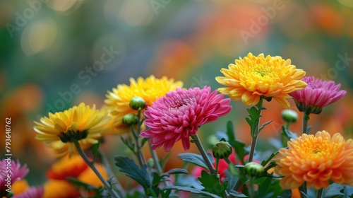 The beauty of the Chrysanthemums flower in the garden