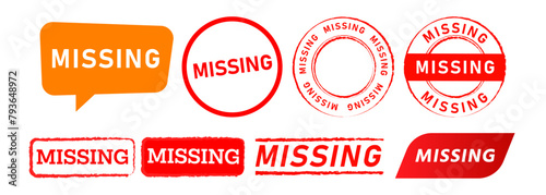 missing rectangle circle stamp and speech bubble sign for information disappeared