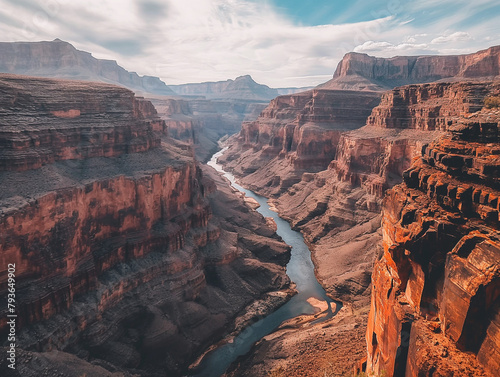 Magnificent American Grand Canyon  deep canyon and red cliffs  majestic natural landscape.