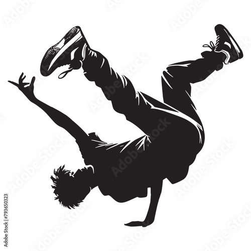 Black and white footwork Dancer Vector Illustration