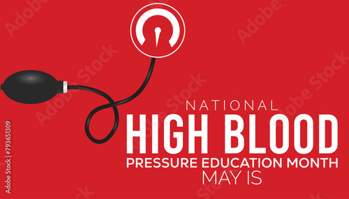 national high blood pressure education month observed every year in May. Template for background, banner, card, poster with text inscription.