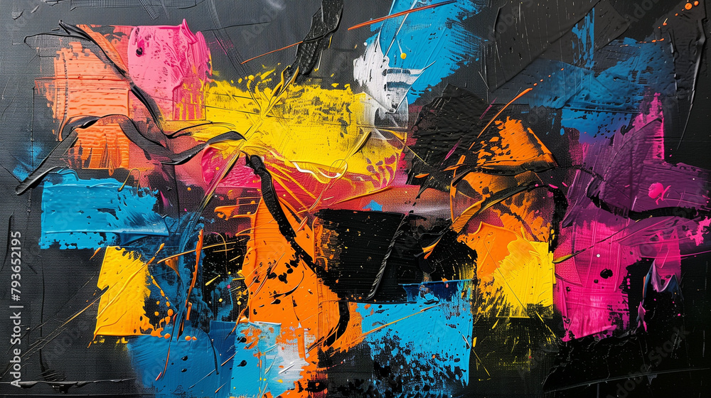 Fototapeta premium Abstract oil art painting with bright colors