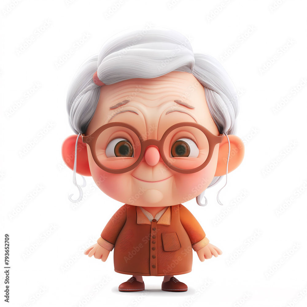 Obraz premium 3d portraits of happy people on a white background. Cartoon characters old women, vector illustration