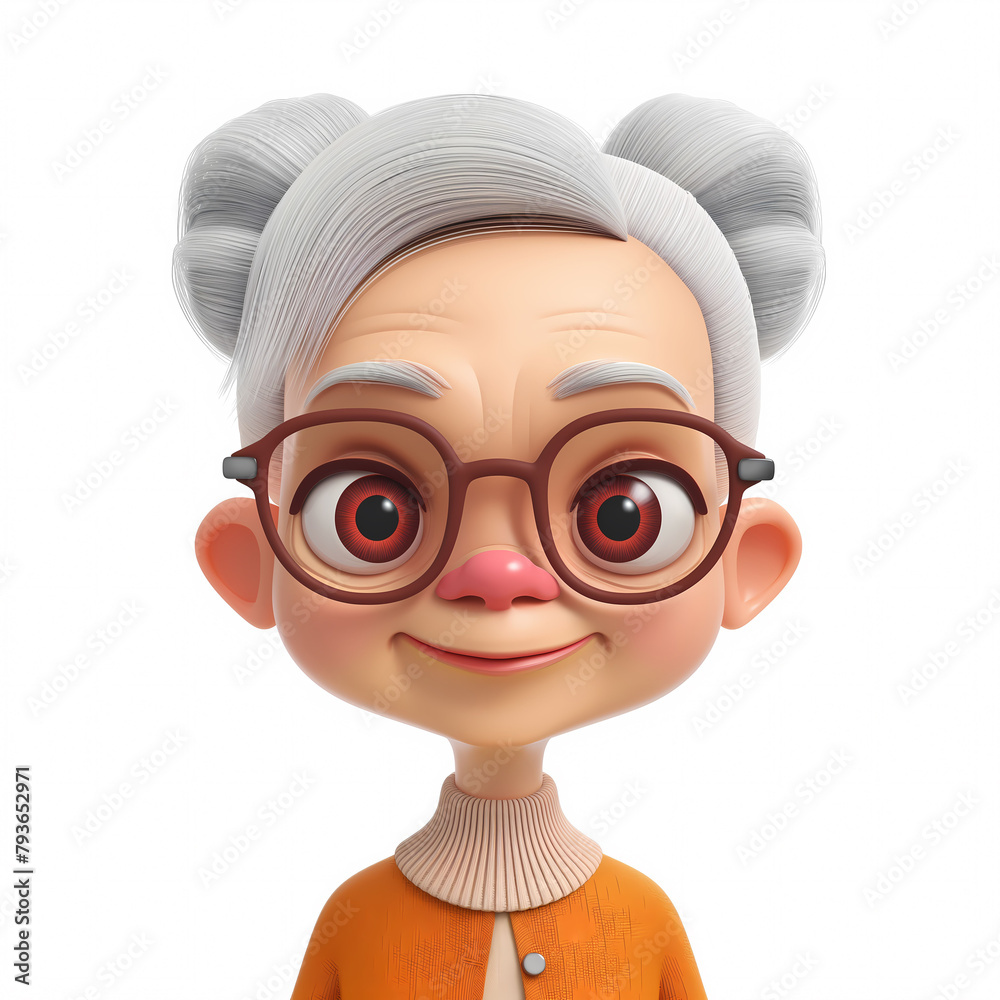 Obraz premium 3d portraits of happy people on a white background. Cartoon characters old women, vector illustration