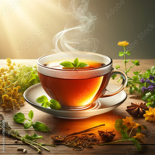 cup of tea with mint photo