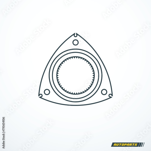 Rotor of rotary Wankel engine. Vector illustration