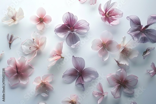 Elegant flower designs floating delicately on a soft white backdrop