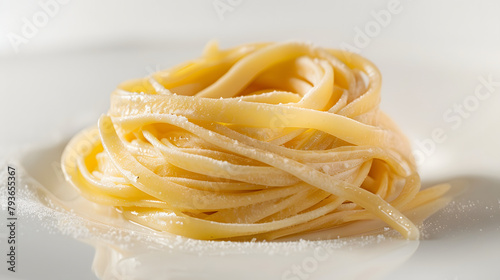 Handmade fresh pasta with white background