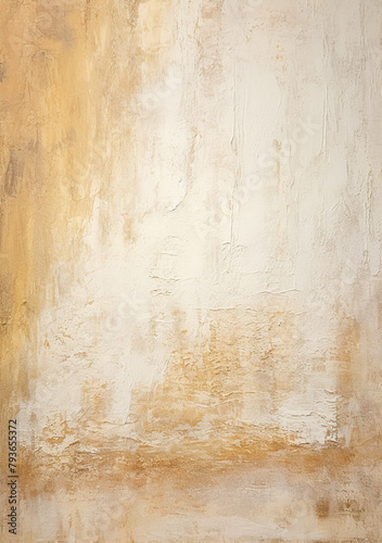 Textured White Plaster Wall with Gold Accents