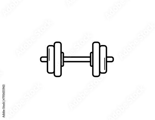 dumbbell black outline on transparent background 