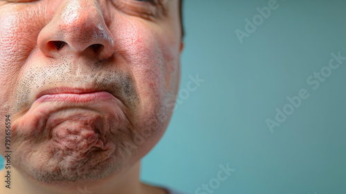 old man with Disgust: Nose wrinkles, lip curls, revulsion evident, recoiling in distaste photo